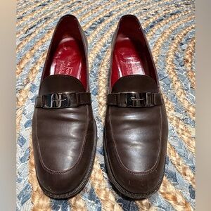 Genuine Salvatore Ferragamo Sport Logo Brown Leather Loafers
